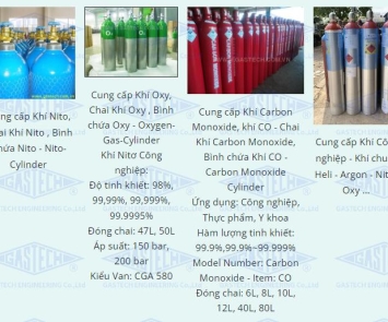 KHÍ CÔNG NGHIỆP OXY, NITO, ARGON & CO₂